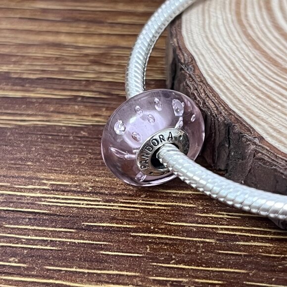 Pandora Jewelry - Murano Glass Pink Effervescence Clear Bead Charm